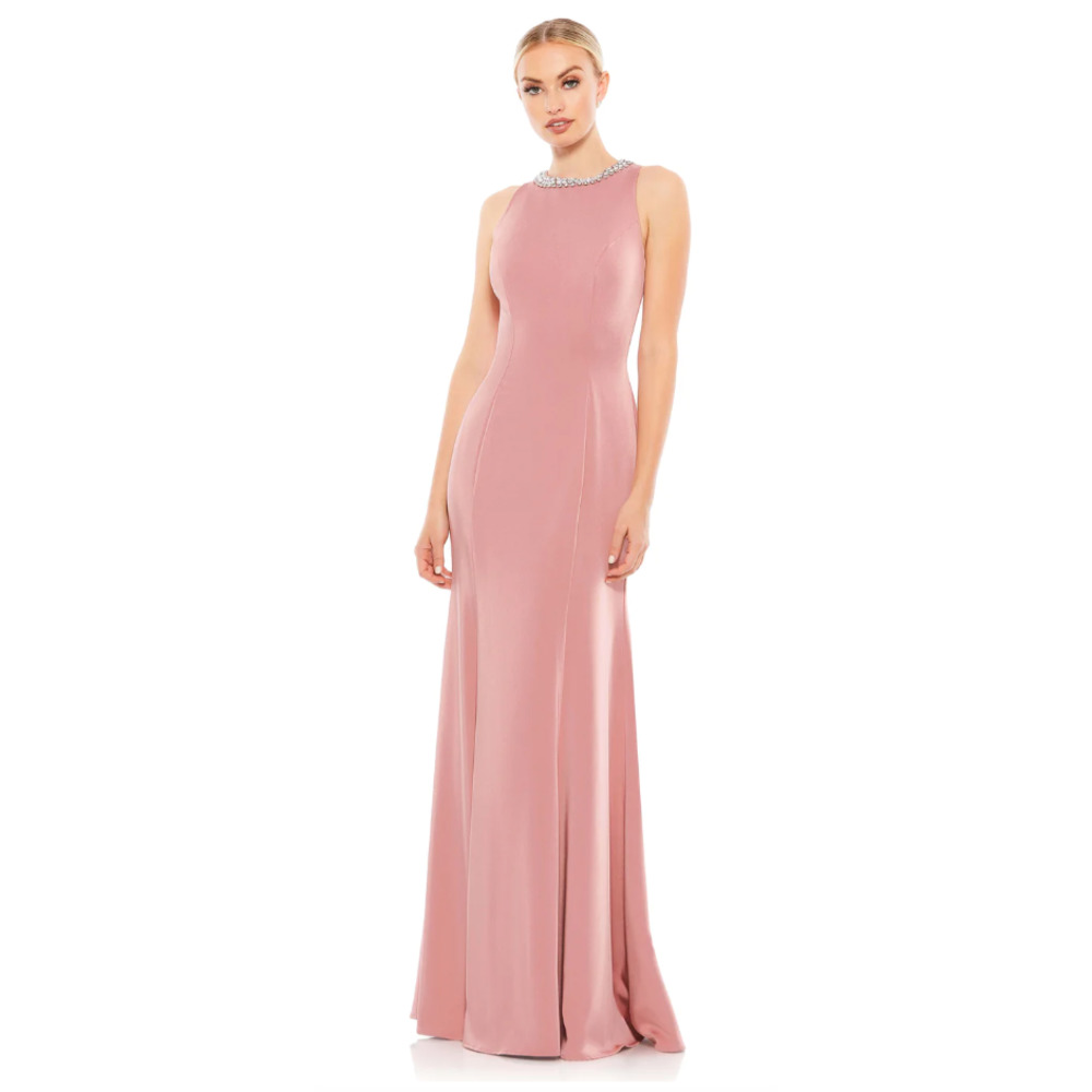 Mac Duggal EMBELLISHED NECK TRUMPET‎ GOWN, Size 8, Raspberry, #49093